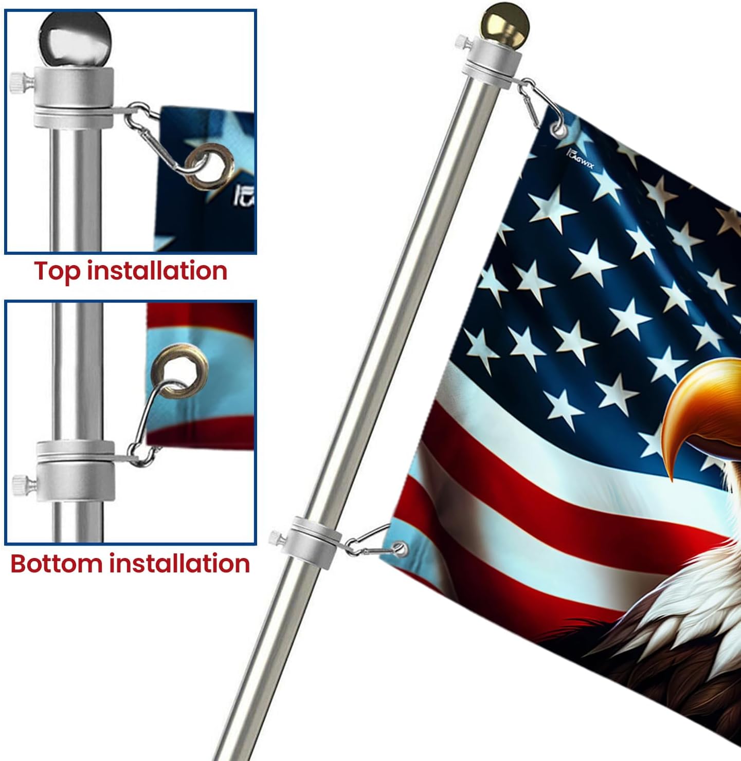 FLAGWIX American Eagle Flag - American Flags for Outside 3x5 ft - Veteran Gifts for Men Women, 4th of July Memorial Day Decorations for Garden Decor