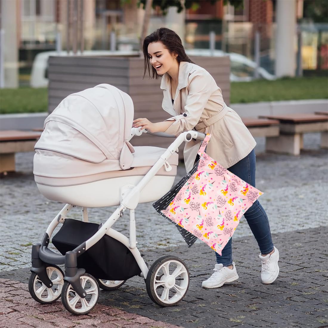 Wet Bag Per Pannolini Lavabili - 2 Pezzi, Impermeabili E Riutilizzabili, Design Arcobaleno - Foto 6