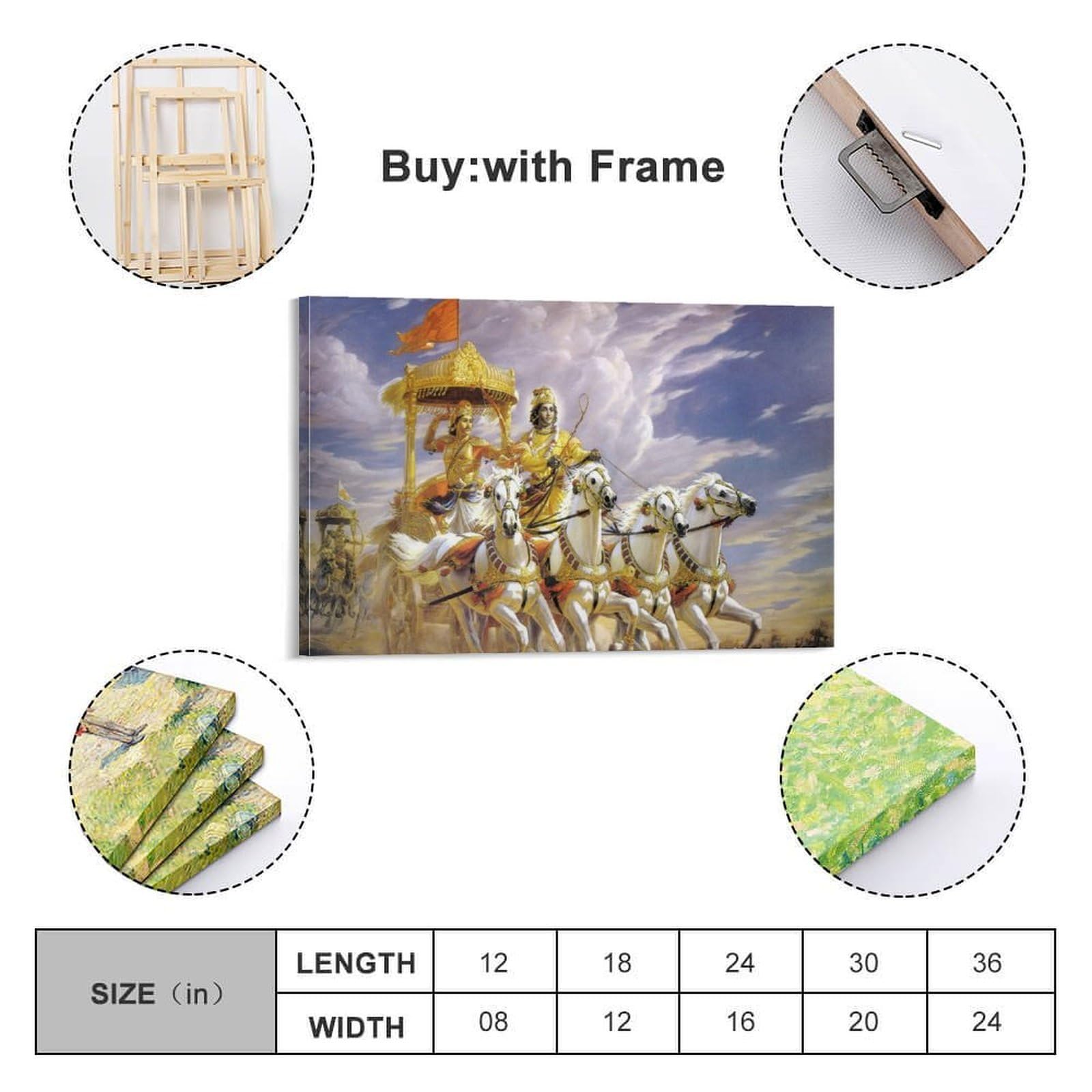 YiXong Bhagavad Gita Hinduizm Plakat Dekoracyjne Malarstwo Płótno Plakaty Ścienne I Artystyczny Nadruk Nowoczesny Rodzinny Sypialnia Dekoracje Plakaty 16 x 24 cale (40 x 60 cm)