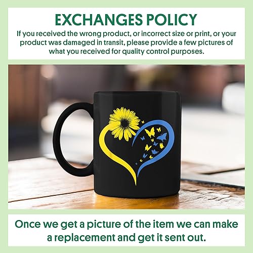 Miniatura 2 de Taza de café negra con diseño de corazón de Ucrania con diseño de mariposa ucraniana, 11 onzas