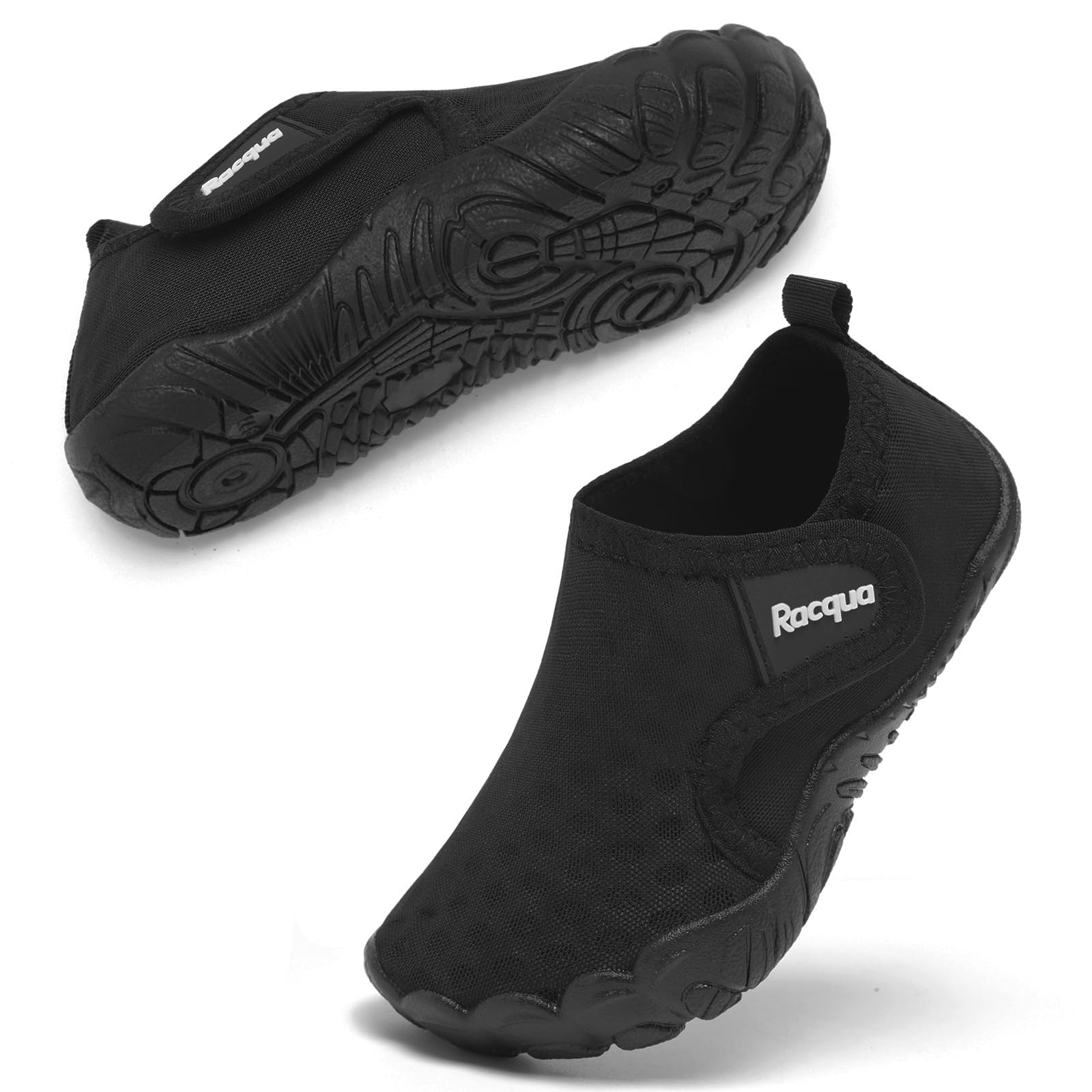 Racqua Scarpe da acqua per bambini, antiscivolo, per bambini, ragazzi e ragazze (neonati/bambini), Wzk1653t Nero, 25 EU