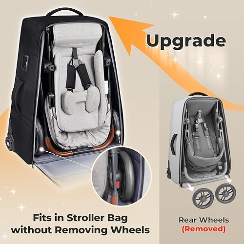 Miniatura 2 de YOREPEK Bolsa de cochecito compatible con UPPAbaby Vista V2V3 y Cruz V2 (no necesita extracción de ruedas), bolsa de viaje acolchada para cochecito