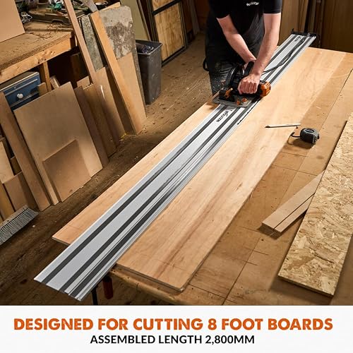 Evolution Power Tools ST2800-G2 Circular Saw Guide Rail / Track | Universal Fits Most Brands Makita, Bosch, Festool | 2.8m (2x 1400mm ) With Self-Aligning Connector Bars | Incl. End Stop Accessory - 4