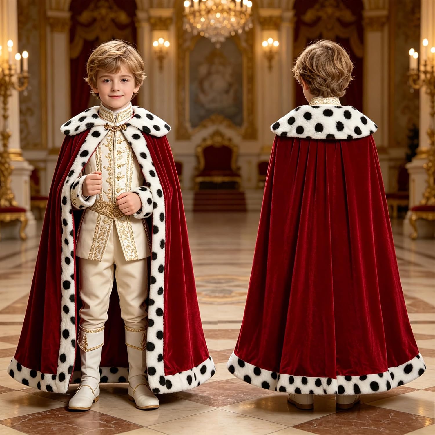 King Costume for Adult and Kid,Queen Costume Men Women,King Cape Robe Royal Cape,King Outfit Queen Robe
