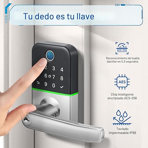 Miniatura 4 de Cerradura de puerta inteligente con teclado con asa cerradura de puerta de entrada sin llave Kucacci - Cerradura inteligente para puerta delantera -