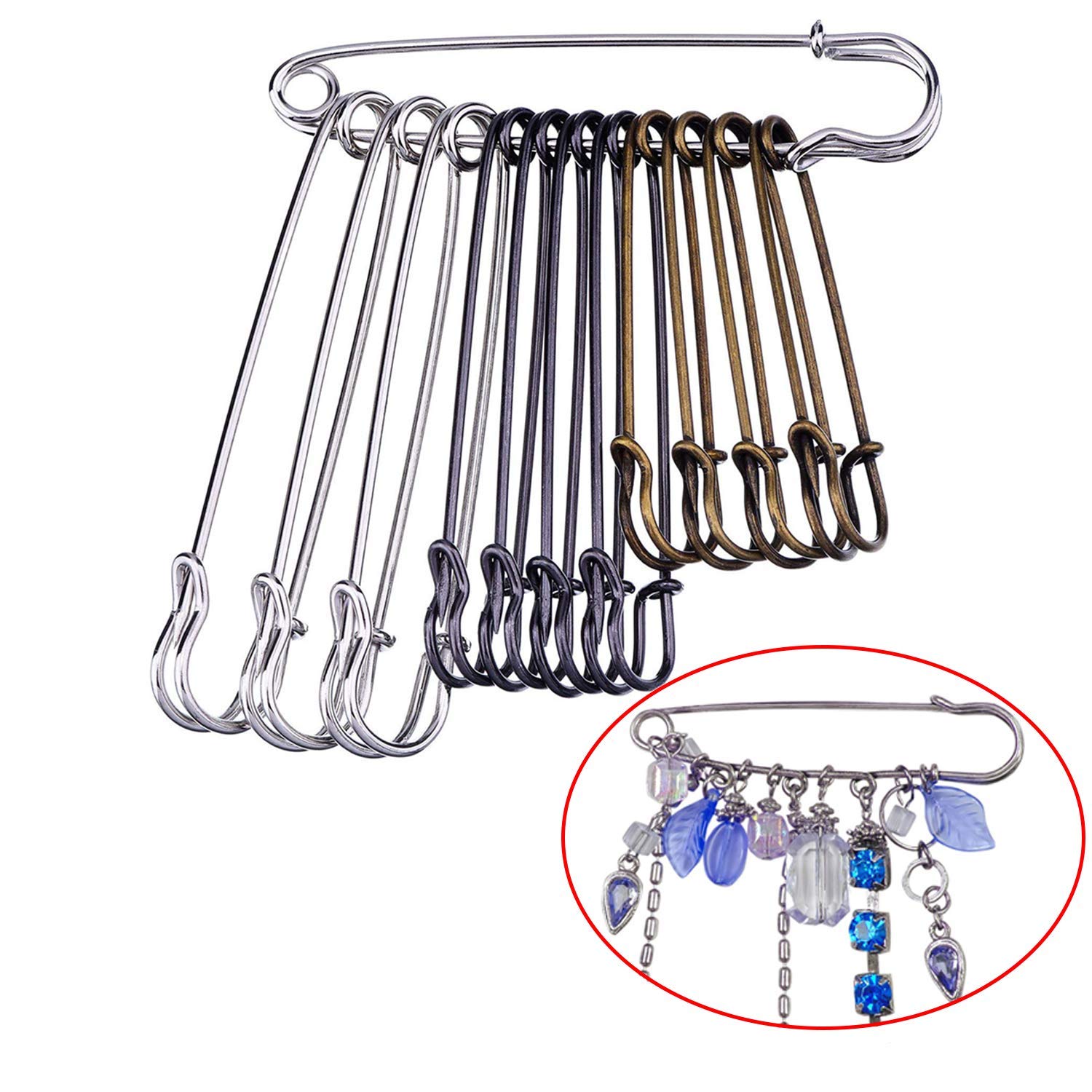 Epingles A Nourrice Grande Taille 30 Épingles à Nourrice Grandes 7cm - Métal Argent, Or, Noir Pour Couture, Artisanat Et Tricot Accessoire Couture Tricot