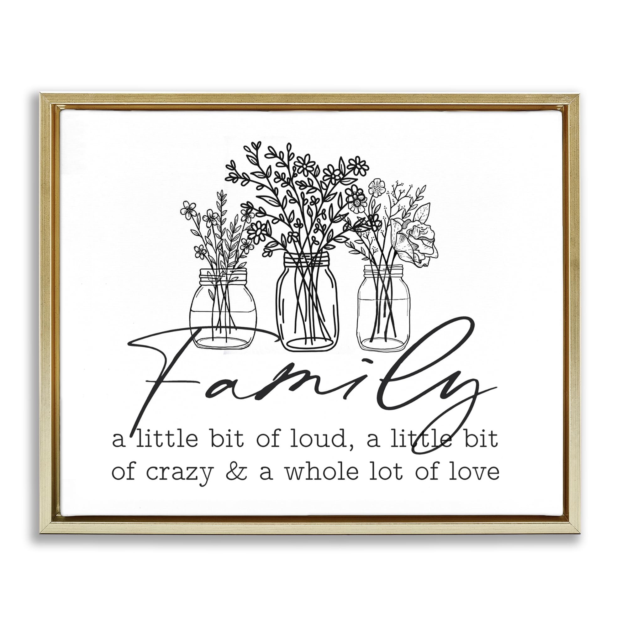 'Heartwarming Family Phrase Botanical Blossoms'| Floating Frame Canvas Art
