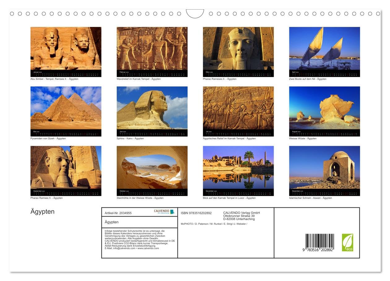 Ägypten (Wandkalender 2026 DIN A3 quer), CALVENDO Monatskalender: Ägypten - Das Land am Nil (CALVENDO Orte)