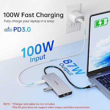 USB C Hub Multiport Adapter, Melelink 10 IN 1 USBC Hub Ethernet Docking Station 4K HDMI, USB-C, 100W PD, 4 USB Ports, SD/TF, Lan RJ45, Type C Dock for Macbook, Dell, HP, Lenovo More Laptop Dock
