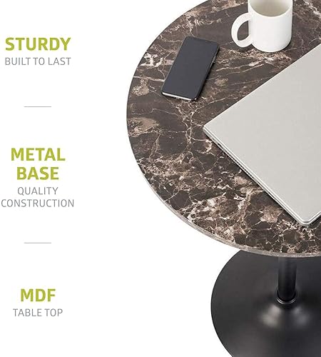 Miniatura 13 de Pearington - Mesa alta y redonda de cóctel para bistró con parte superior y base negras, paquete de 1 Negro -,Faux Marble