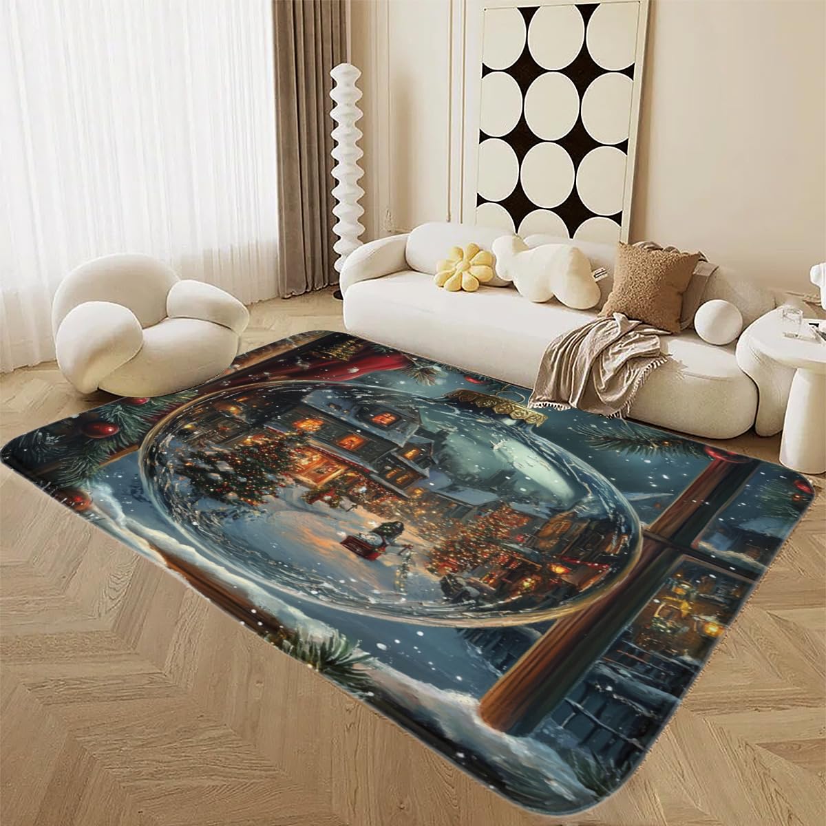 Alfombra de Papá Noel de franela duradera con base segura para diseño interior