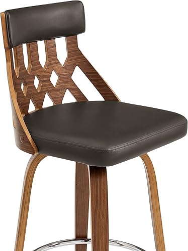 Miniatura 172 de Armen Living Jayden - Taburete de bar moderno giratorio de piel sintética gris y madera de nogal de 26 pulgadas para encimera de isla de cocina