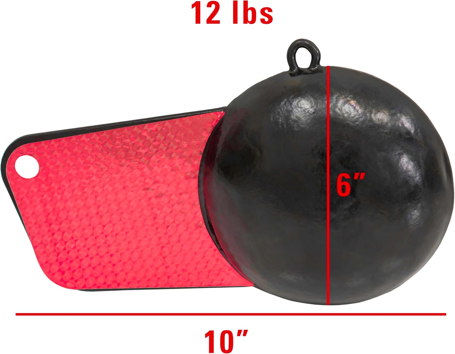 Extreme Max 3006.8927 Coated Pancake Downrigger Weight - 12 lbs. with Red Flash