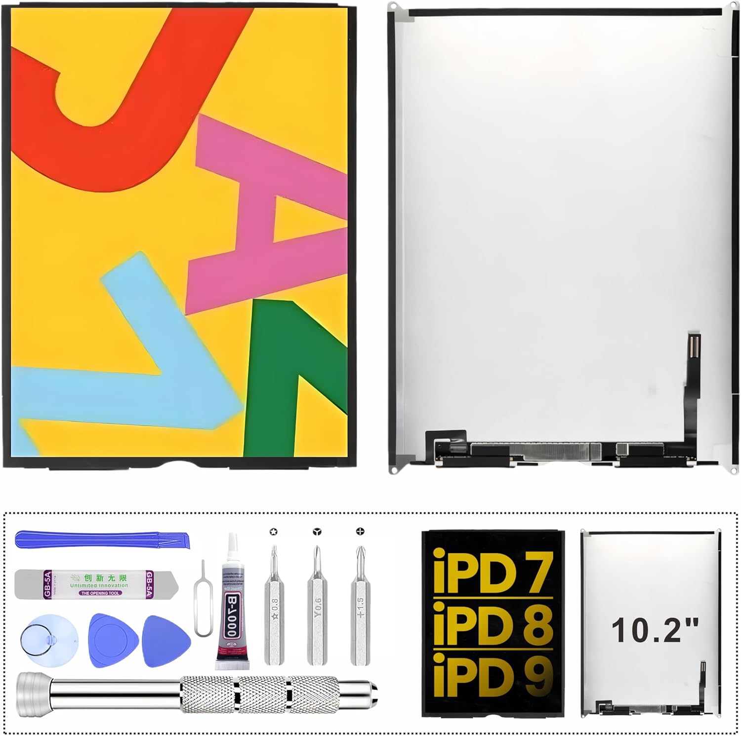 for 10.2" LCD Screen Replacement for iPad 7th (2019)/8th (2020)/9th (2021) | Fits A2197 A2198 A2200 A2270 A2428 A2429 A2430 A2602 A2603 A2604 A2605 | Repair Kit Included (Not Touch Glass)
