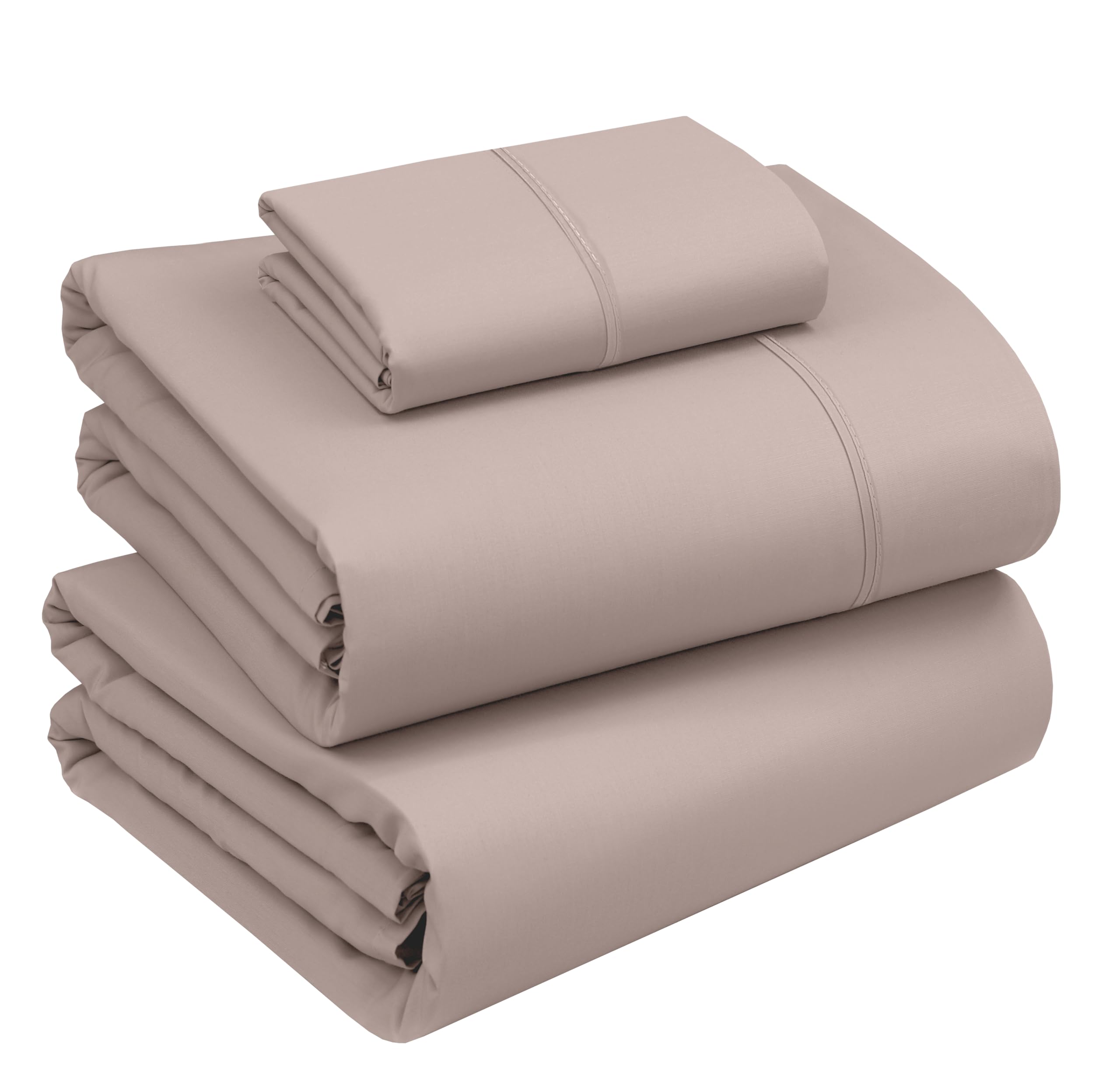 RUVANTI 100% Cotton Twin XL Sheets, Percale Weave Twin XL Set, Warm Mocha