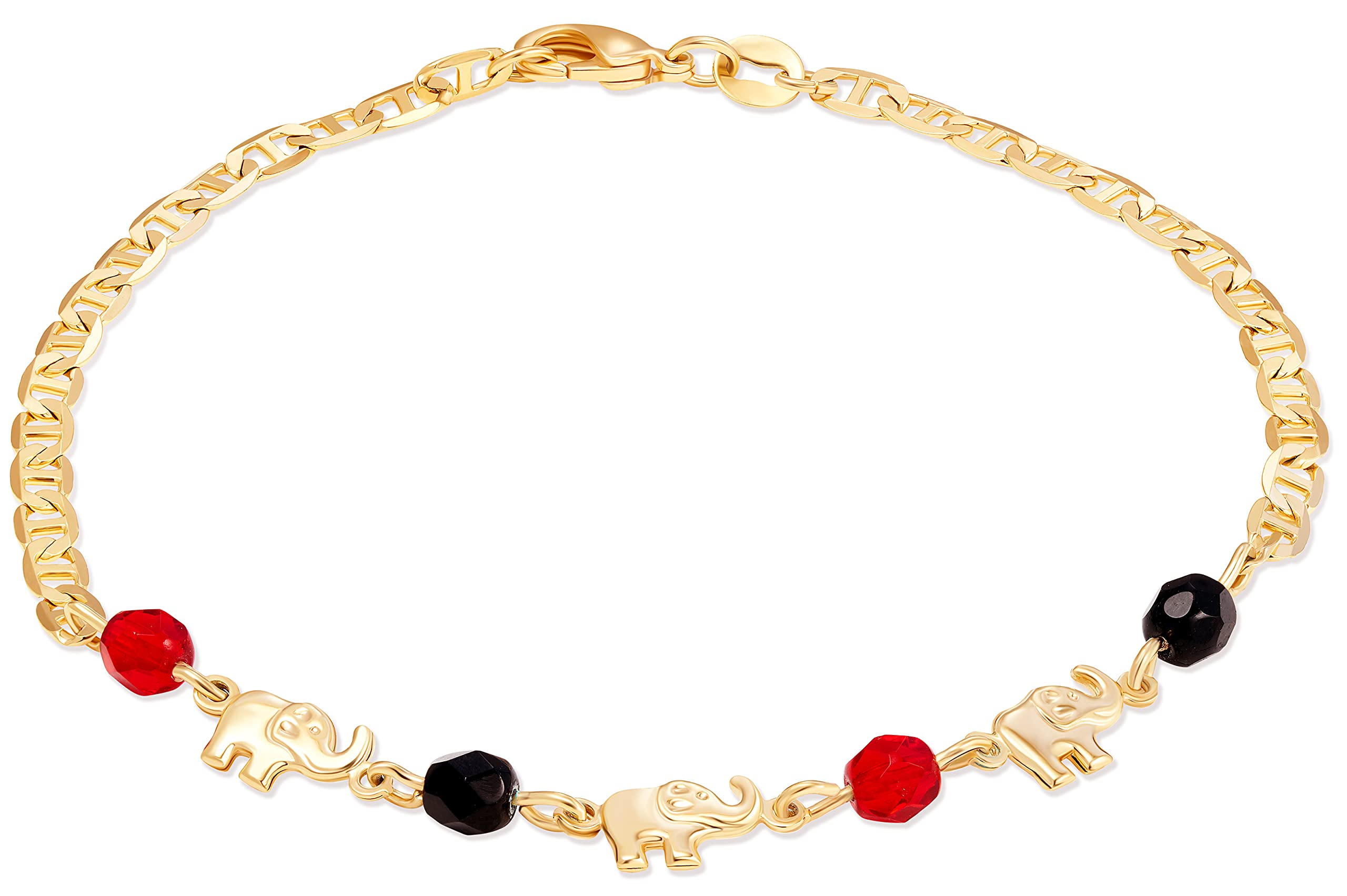 Barzel 18K Gold Plated Elephant Anklet For Women - Made In Brazil
