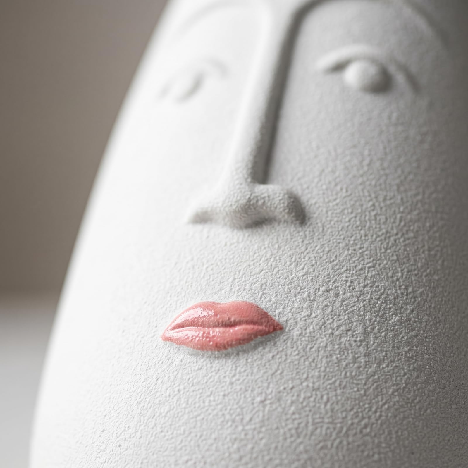 Baoblaze Vaso in Ceramica Vaso Visage Vaso Decorativo Vaso Scultoreo Corpo Robusto in Porcellana a Finitura Opaca con Apertura per Fiori E Foglie Stile Moderno