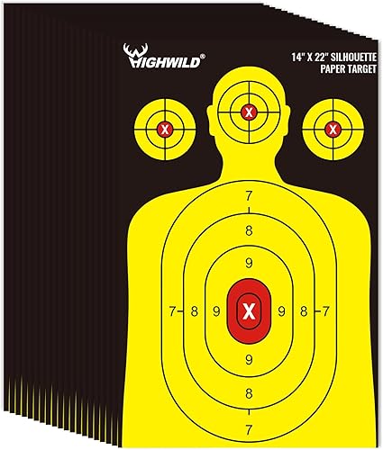 Highwild Shooting Range Silhouette Paper Target 50 unidades 14 x 22 pulgadas Adecuado para pistolas, rifles, pistolas de aire comprimido, pistolas