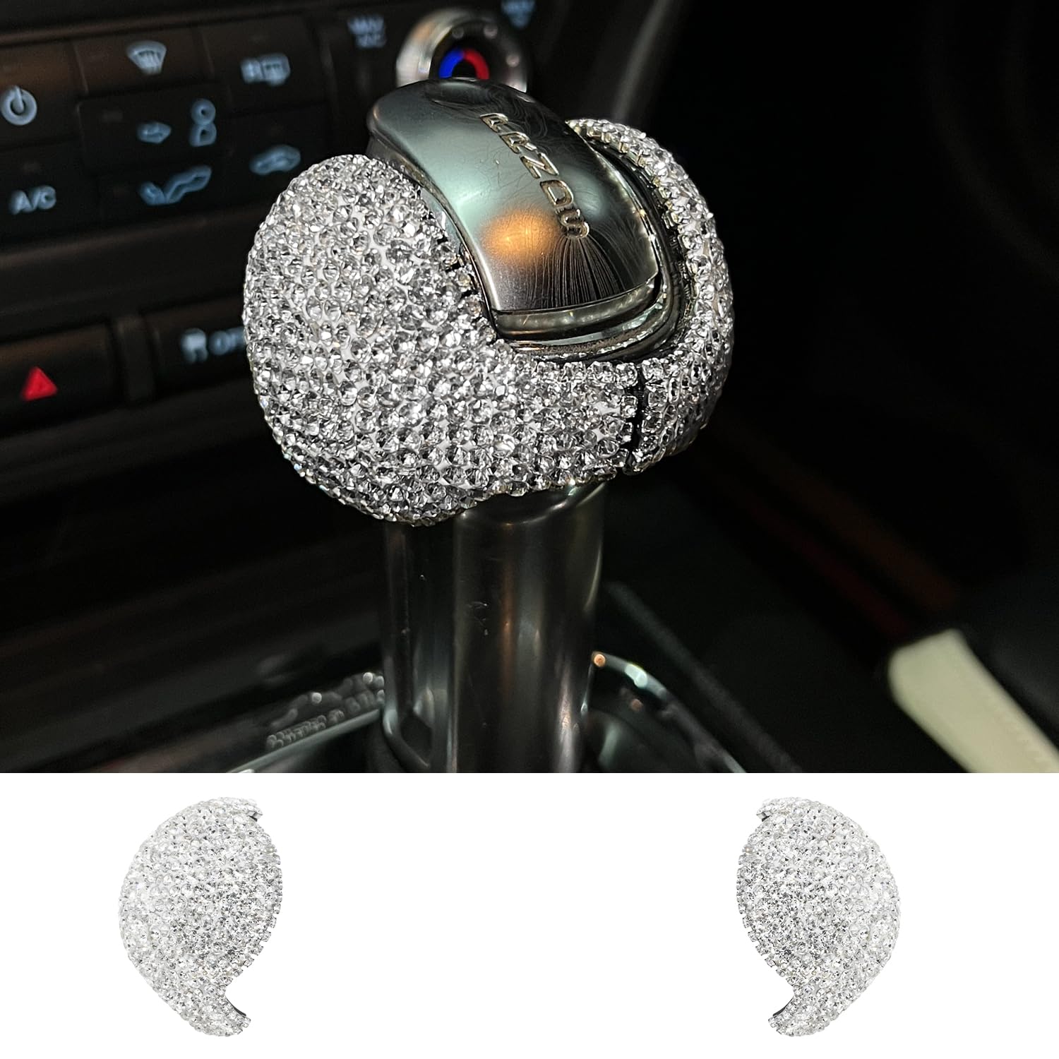 TopDallCrystal Shiny Metal Gear Shift Auto Knob Cover Interior Accessory Compatible for Ford Mustang 2016-2021