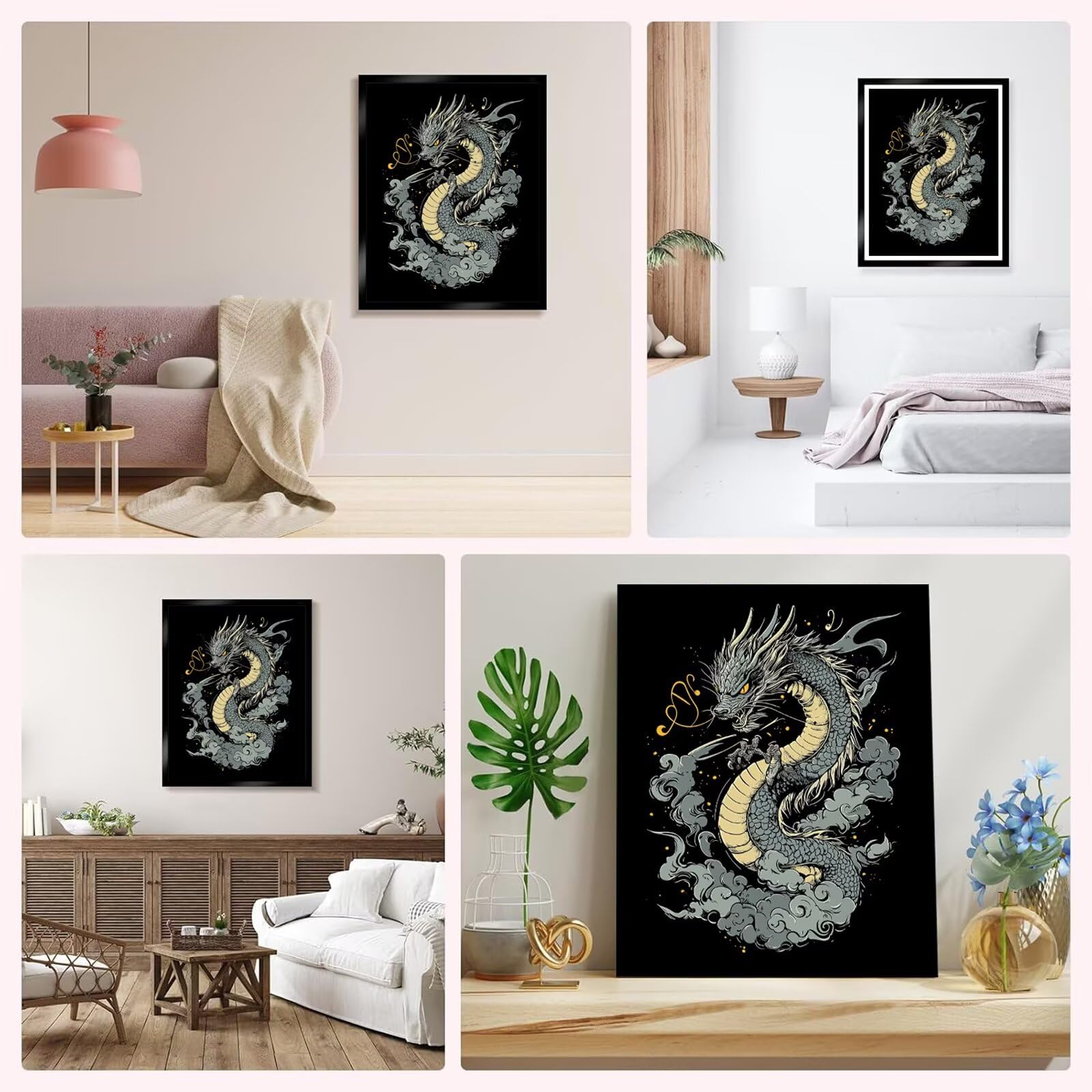 Malowanie po numerach dla dorosłych Japoński styl, smok malowanie po numerach 80x120cm, 1szt DIY Paint by Numbers z 3 pędzlami i akrylowym pigmentem, obrazy nowoczesne dekoracje do salonu, prezent dla