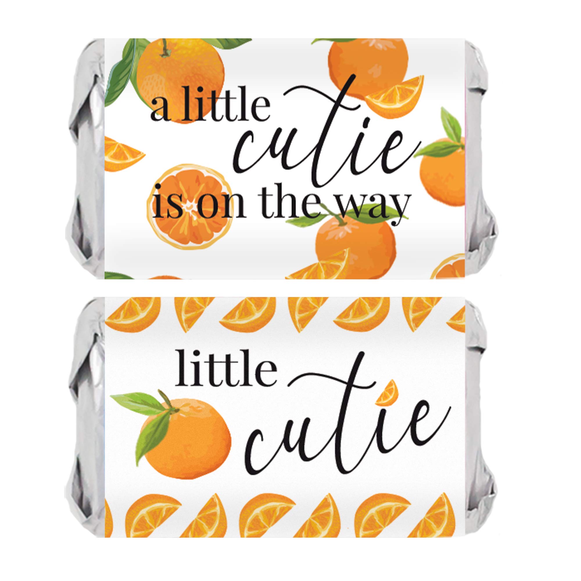 Orange Little Cutie Baby Shower Favor Mini Candy Bar Stickers - 45 Count