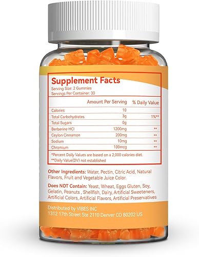 Miniatura 8 de Gomitas de berberina de 1200 mg, suplemento de berberina de alta potencia con canela de Ceilán para el sistema inmunológico y el metabolismo, sin