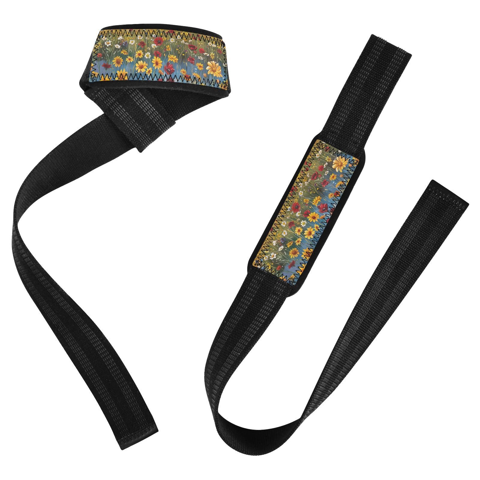 Nander Manshan Wildflowers Wrist Straps for Weightlifting,Lifting Straps with Neoprene Cushioned Wrist Padded and Anti-Skid Silicone for Strength Training,Bodybuilding,Deadlifting
