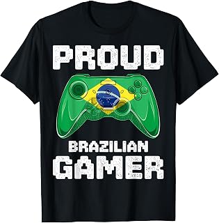 Proud Brazilian Gamer Brazil Flag Video Games Patriotic T-Shirt