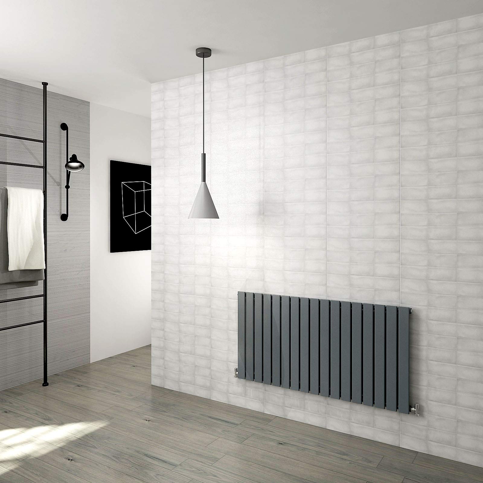 Huiyang Anthracite Horizontal Flat Panel Designer Radiator Central Heating Rads Single 600X1156mm