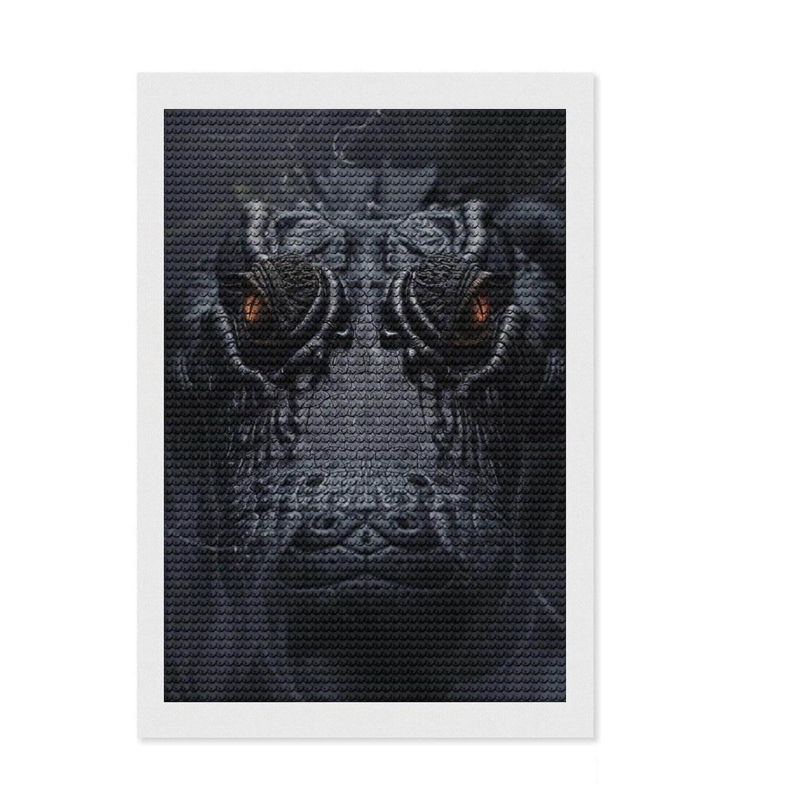 Junmoney Crocodile in Black Smoke Diamond Art Kit 8"x12", Neat Printed Canvas, Easy to Follow Symbols, Easy Handmade Project, Living Room Decor