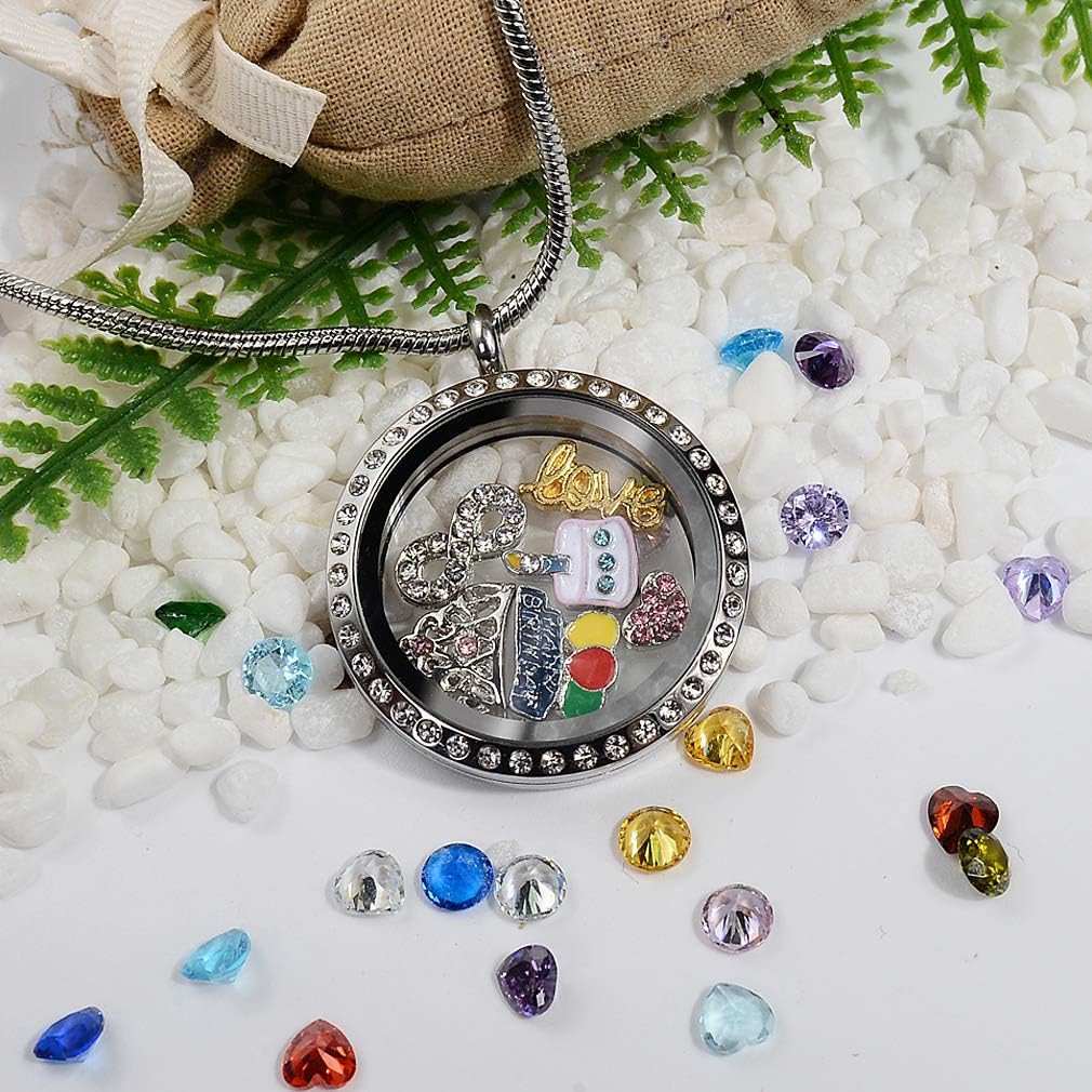 Birthday Gift for Women, Locket Necklace With Charms & Birthstones | Mother Day Gift, Women Pendant, Round 30mm Necklace for Her, Stainless Steel Design