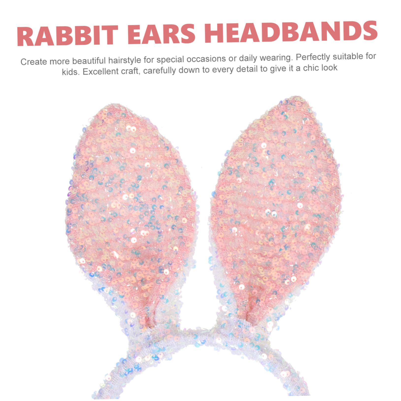 VICASKY 8 Pièces Bandeau Oreilles Lapin Pâques Brillant Blanc Accessoire Fête Garçon Fille Cosplay