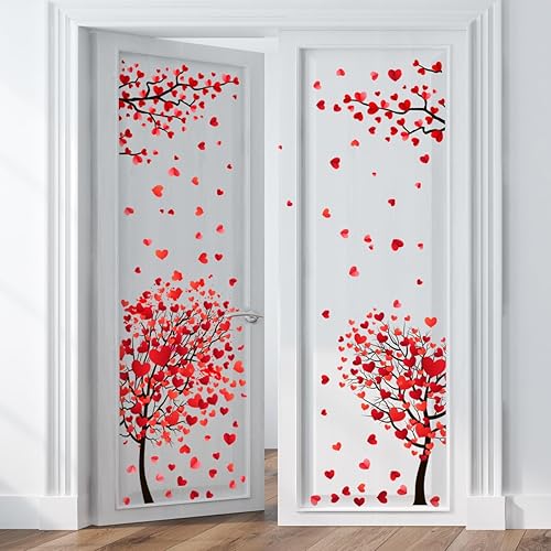 Miniatura 6 de Adhesivo decorativo para puerta del día de San Valentín, corazón, árbol, puerta, extraíble, romántico, corazón, árbol, puerta, para decoración de
