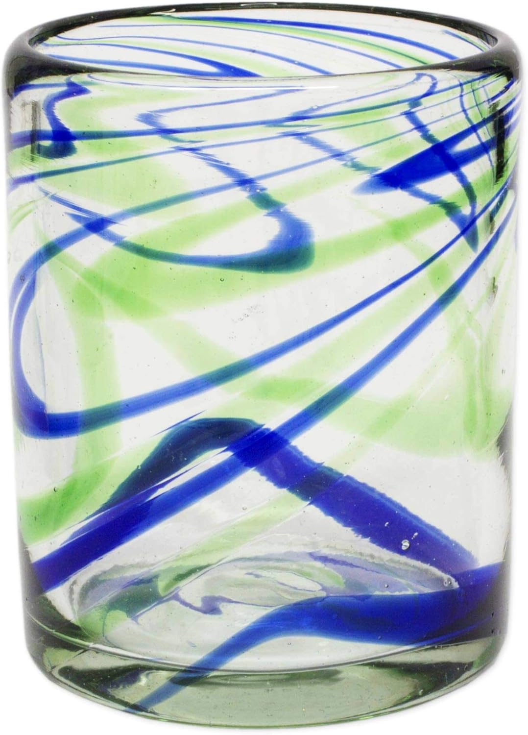 🔥 NOVICA Blue and Green Swirl Hand Blown Glasses, 13 oz, Elegant Energy' (set of 6)