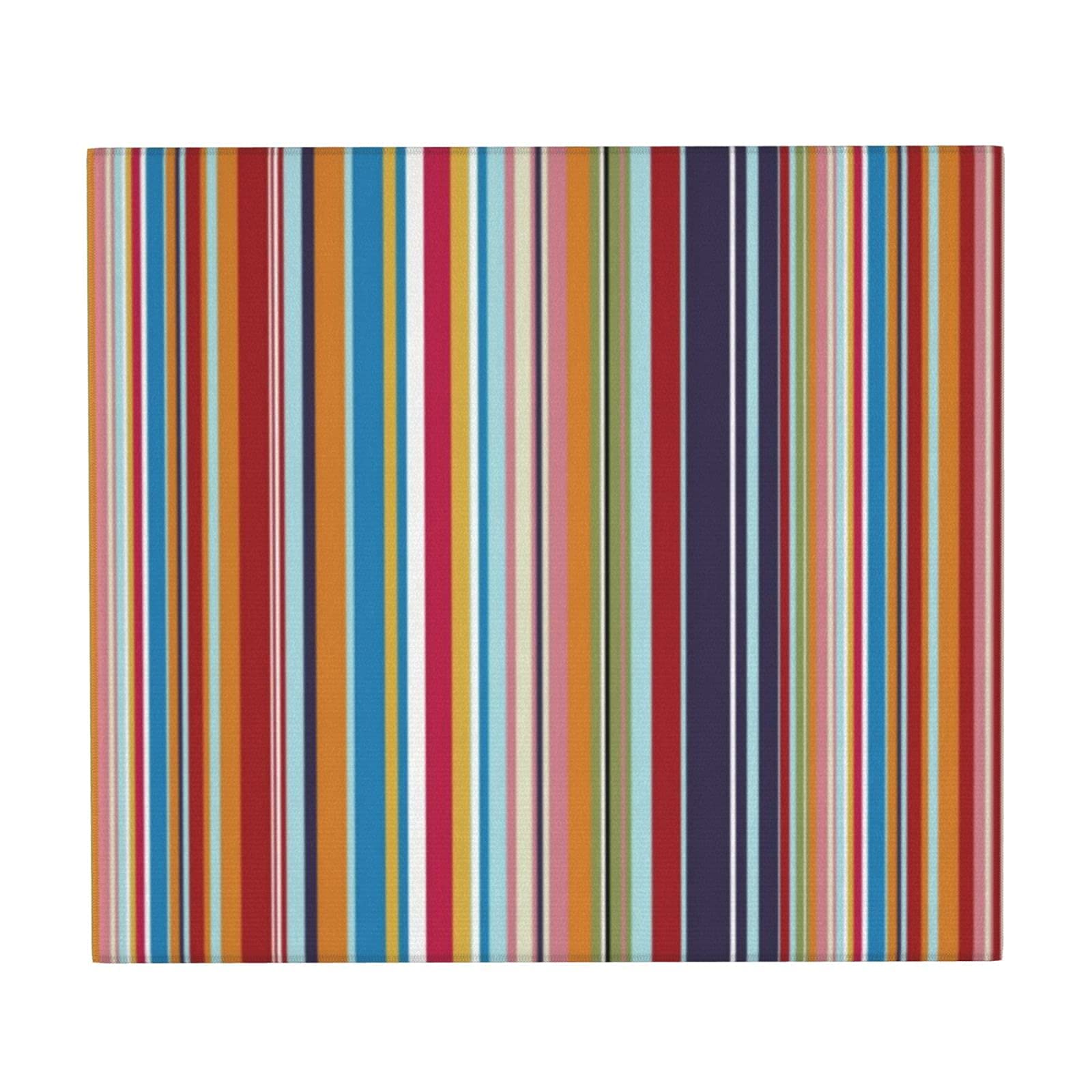 Fflsdr Dish Drying Mats,Multi Coloured Stripes Absorbent Dish Drainer Mat Sink Mat Pad 41X46 Cm