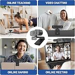 4K Webcam avec auto-zoom & Télécommande – Idéal pour la visioconférence, enseignement en ligne, streaming, couverture de confidentialité de construction-Stereo Mics-Plug & Jouer pour PC/Laptop/Mac-Zoom/Skype/Teams Compatible