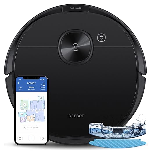 ECOVACS DEEBOT X1 Omni Robot Vacuum and Mop Combo with Self-Emptying, Auto-Wash, Auto-Refill and Auto-Hot Air Drying, 5000Pa Suction, AIVI 3D Obstacle Avoidance, Built-in YIKO Voice Assistant, Black