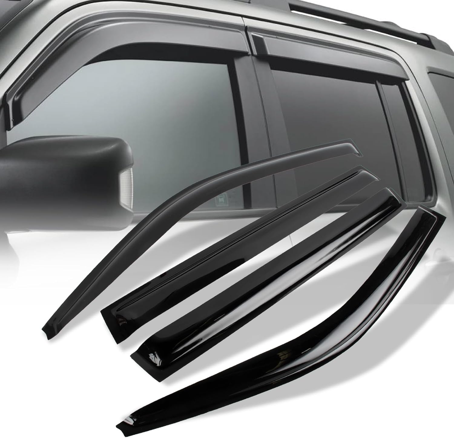 Rain Guards for Car Windows Compatible with 2003-2008 Honda Pilot,Smoke Tape-on Type Windows Visors Sun/Rain Guards,4PCS Acrylic Slim Style Side Window Wind Deflectors