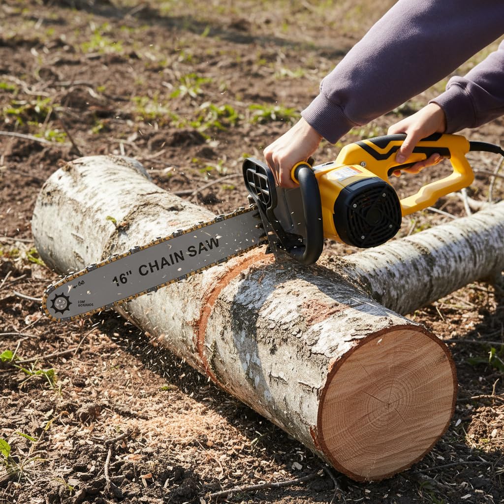 Piła łańcuchowa, elektryczna piła łańcuchowa, 16", 40 wysoki, silnik z drutu miedzianego, 2000 W, 800 obr./min, kolor żółty