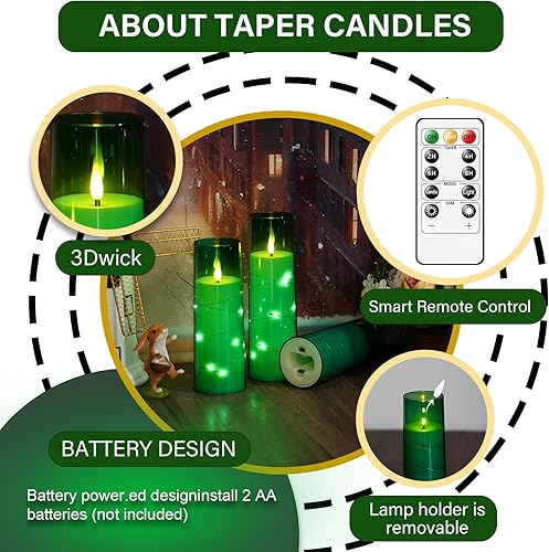 Miniatura 68 de Velas LED sin llama con temporizador, 5 velas parpadeantes sin llama para ambiente romántico y decoración del hogar, carcasa acrílica estable