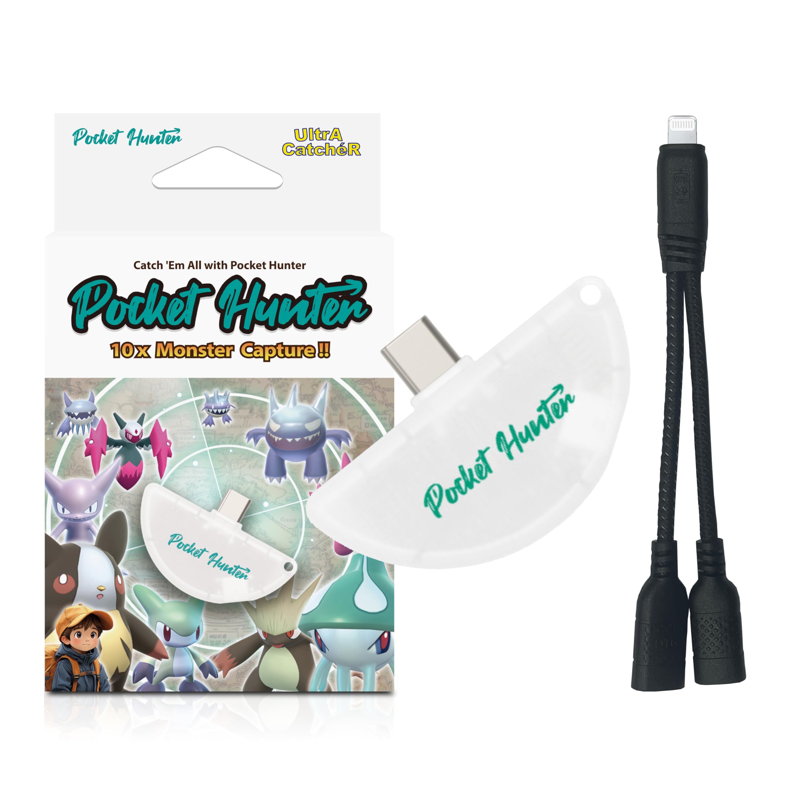 Pocket Hunter - Auto Catch Device for Mobile Gaming, White, 2.1 inches (L) x 1.3 inches (W) x 0.4 inches (H)