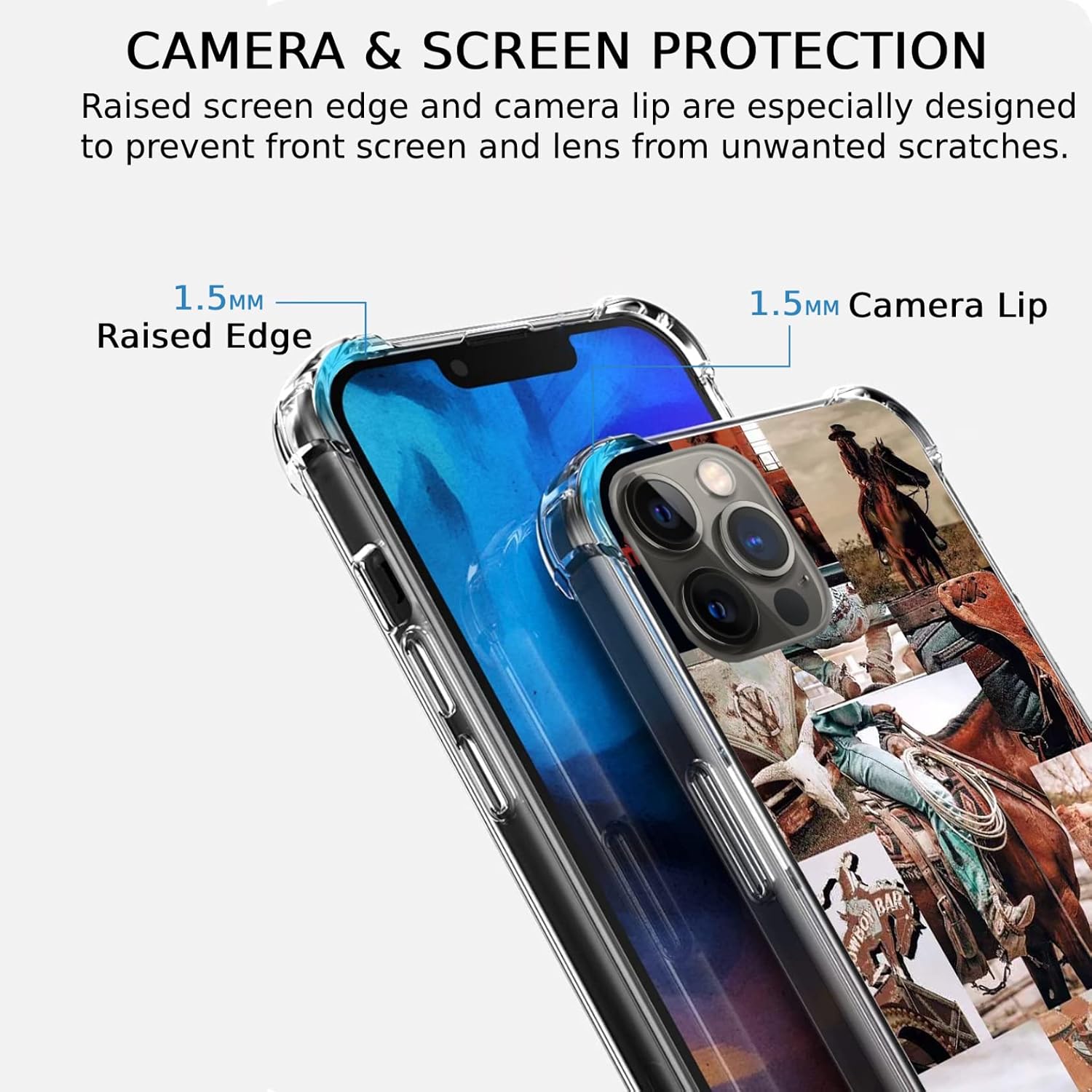 Cowboy Cowgirl Riding Horse Case Compatible with iPhone 14 Pro Max, Hippie Aesthetic Wild West Scenery Case for iPhone 14 Pro Max, Trendy Cool TPU Bumper Phone Case Cover image 3