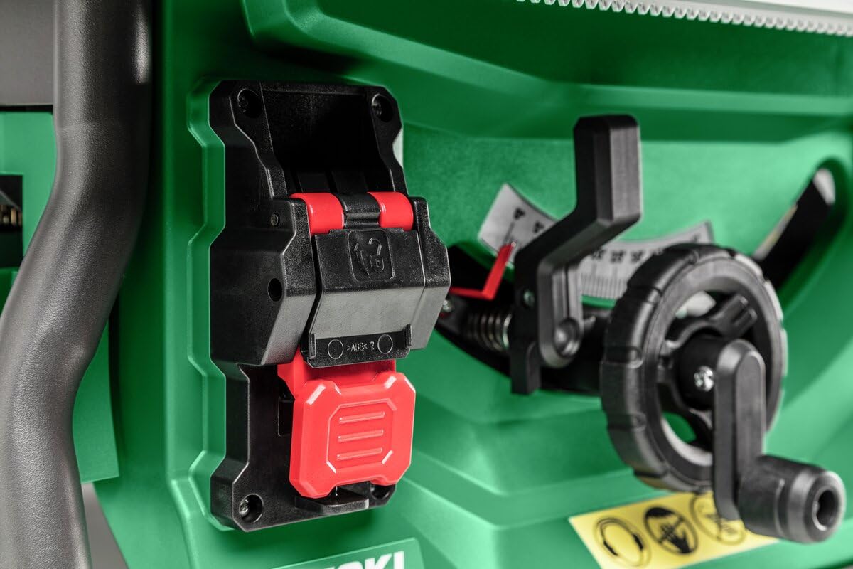 HiKOKI Sierra de Mesa a Batería - 36V, Ø254mm, Profundidad de Corte 79mm - Arranque Suave, Freno Eléctrico, Protección contra Sobrecargas, Cambio sin Herramientas, Compacta y Robusta - Mesa Extensible | Corte de 79mm, arranque suave, freno eléctrico, mesa
