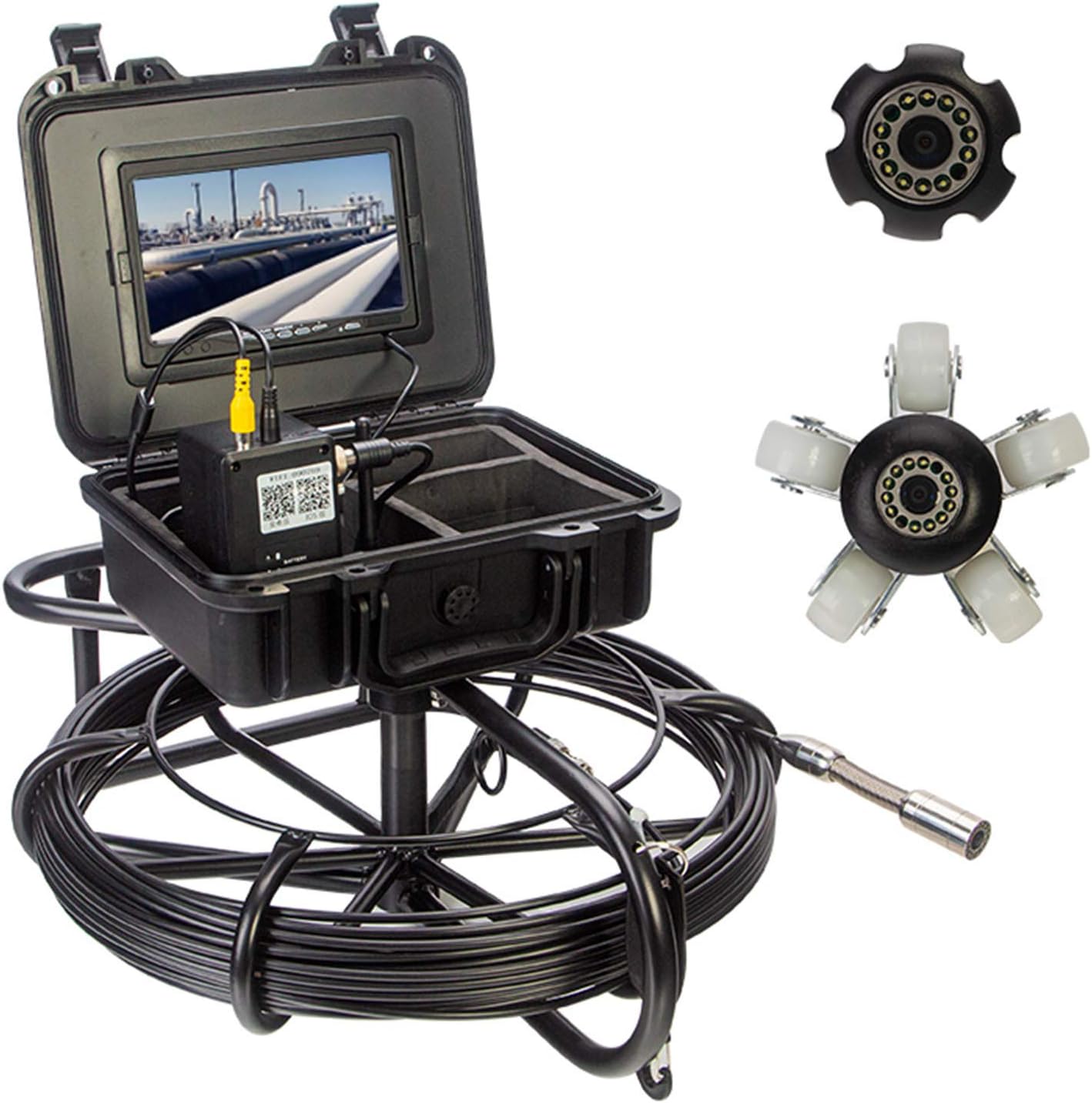Endoscope industriel 9" moniteur sans fil WiFi 20 m caméra vidéo d'inspection de tuyau, Carte SD 17 mm 8 Go canalisation d'égout Endoscope industriel caméra d'inspection