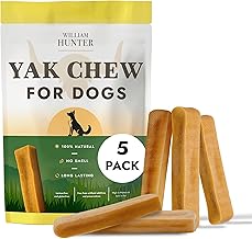 William Hunter Yak Chews for Dogs – Himalayan Hard Cheese Dog Treat – Natrual, Long Lasting, Odor Free Chew for Aggressive Chewers – Large Organic Dog Dental Chew (5 Pack Small)