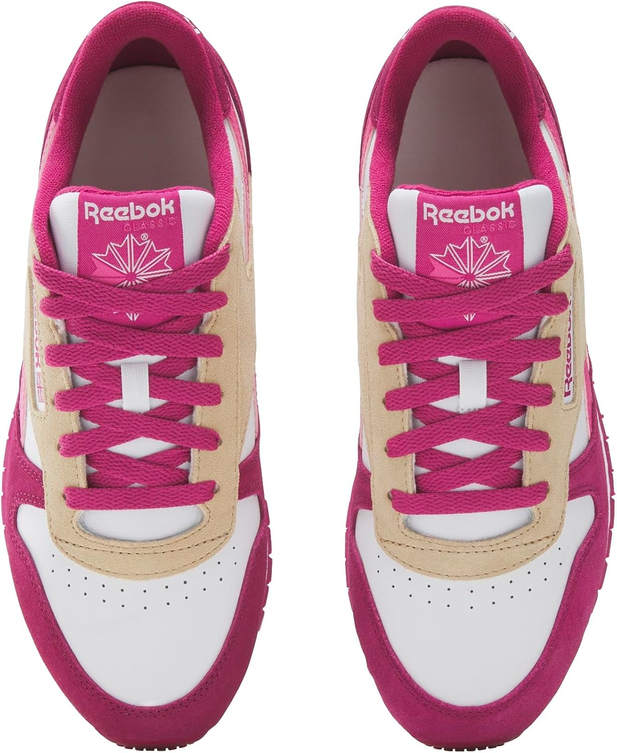Top down view of a pair of Reebok Classic Leather Sneakers