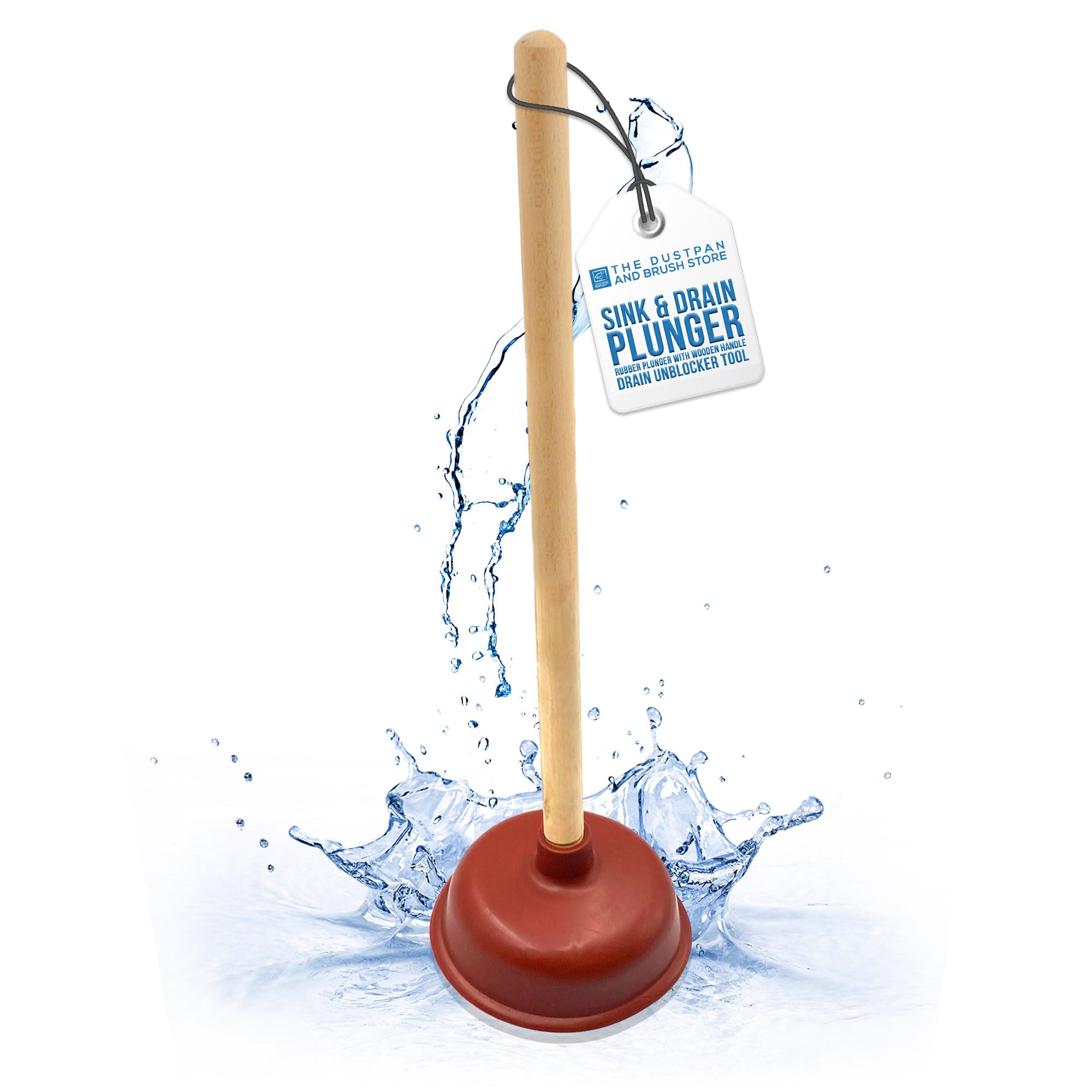 Sink & Drain Plunger Sink Unblocker with Strong Traditional Wooden Handle - Plunger Toilet Unblocker with Strong Suction Performance - Toilet Sink Plungers for Unblocking Kitchen Sink Bath Bathroom