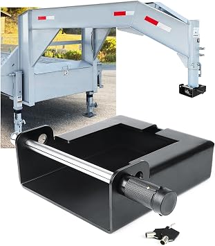 Patent-Designed Gooseneck Trailer Lock | Secure Your Trailer with Two Lock Positions | Black
