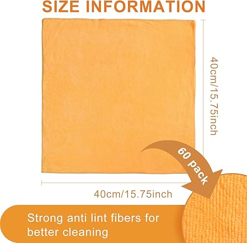 Miniatura 4 de Nuenen 60 paños de limpieza de microfibra para automóviles de 15.75 x 15.75 pulgadas, ultra absorbentes, toallas de secado reutilizables,