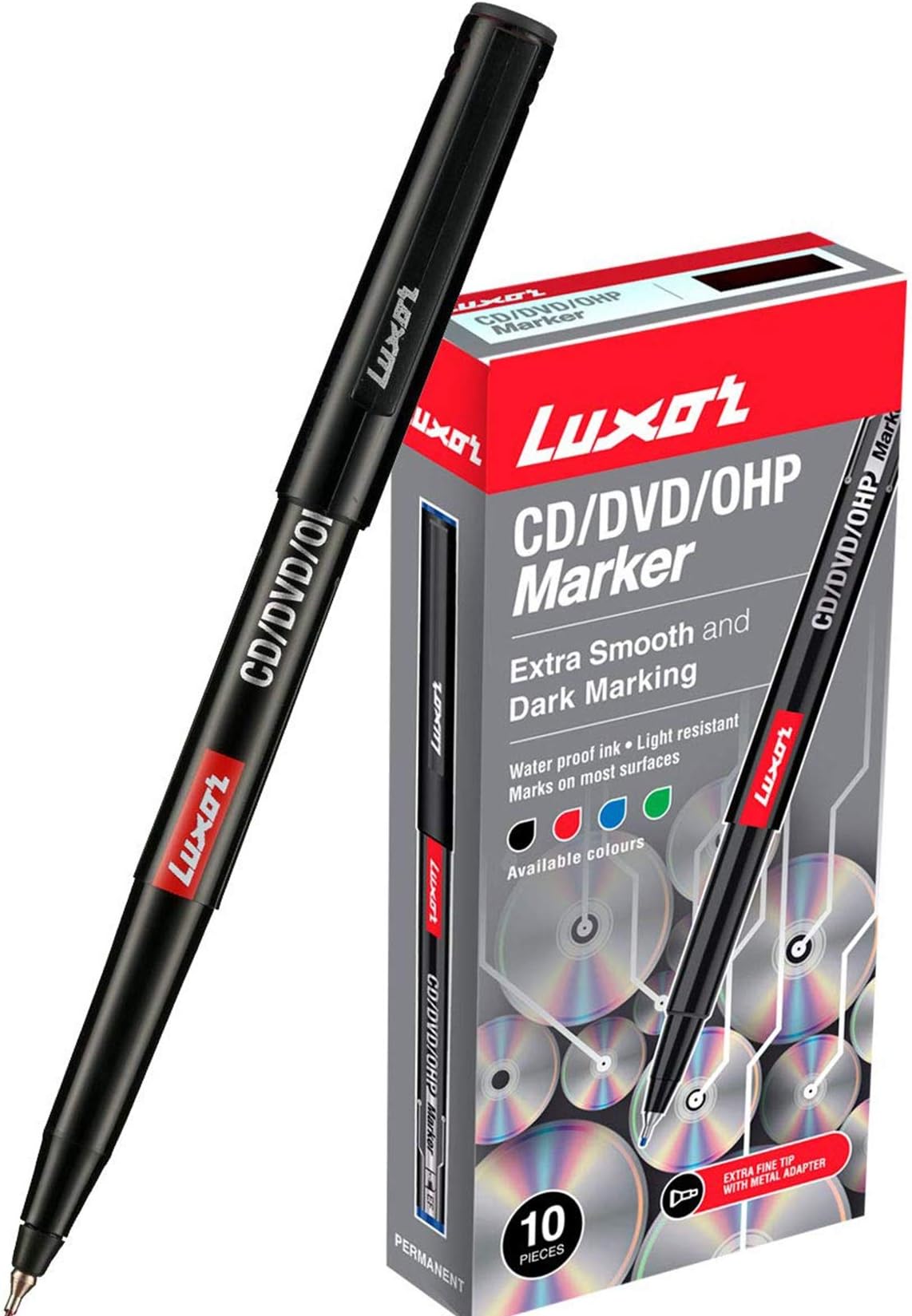 GROSSฤ Luxor F CD/DVD/OHP Marker Pack of 10 Marker (Black)